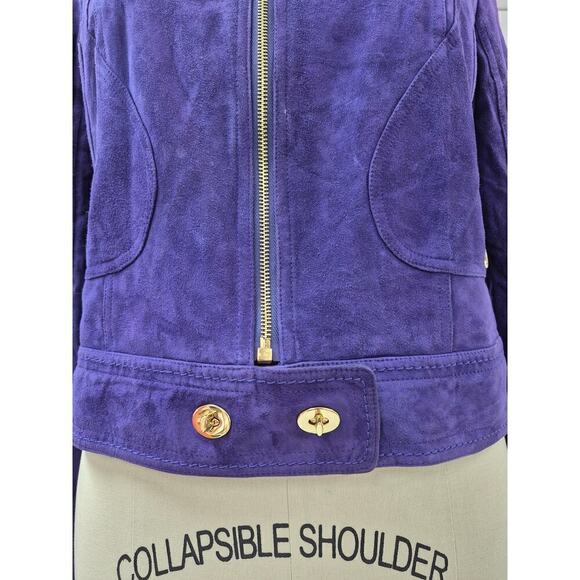 Carlisle 100% Suede Moto Jacket Purple with Gold Hardware Sz 12 Gorgeous - Picture 2 of 6
